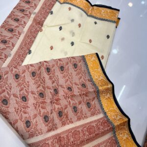 Tant Banarasi Cotton Handloom Saree - Cream