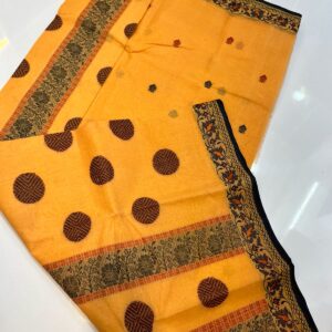 Tant Banarasi Cotton Handloom Saree - Orange