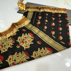 Tant Banarasi Cotton Handloom Saree - Black
