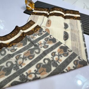 Tant Banarasi Cotton Handloom Saree - White