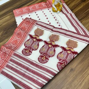 Tant Banarasi Cotton Handloom Saree - White