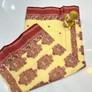 Tant Banarasi Cotton Handloom Saree - Yellow