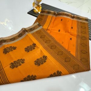 Tant Banarasi Cotton Handloom Saree - Orange