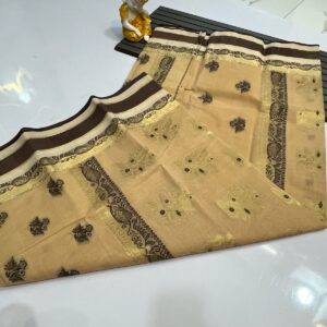 Tant Banarasi Cotton Handloom Saree - Beige