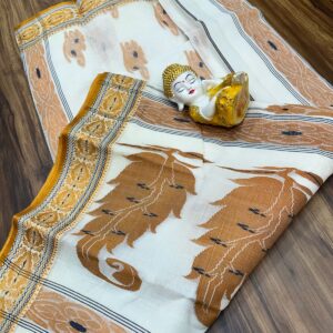 Tant Banarasi Cotton Handloom Saree - White