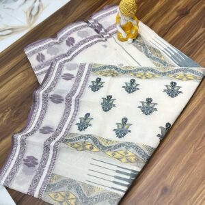 Tant Banarasi Cotton Handloom Saree - Cream