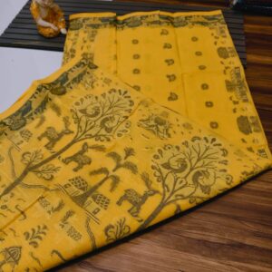 Tant Banarasi Cotton Handloom Saree - Yellow