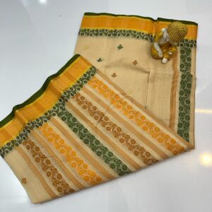 Tant Banarasi Cotton Handloom Saree - Beige