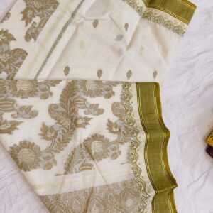 Tant Banarasi Cotton Handloom Saree - Cream