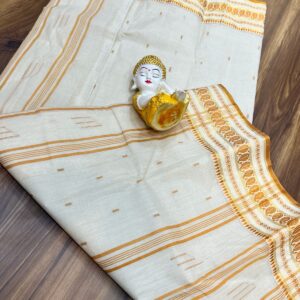 Tant Banarasi Cotton Handloom Saree - White