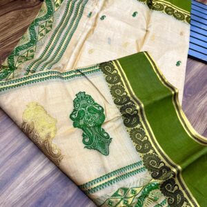 Tant Banarasi Tussar Silk Handloom Saree - Cream