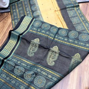 Tant Banarasi Tussar Silk Handloom Saree - Cream