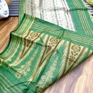 Tant Banarasi Tussar Silk Handloom Saree - Cream