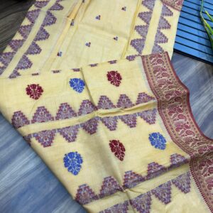 Tant Banarasi Tussar Silk Handloom Saree - Cream