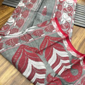 Tant Banarasi Tussar Silk Handloom Saree - Grey