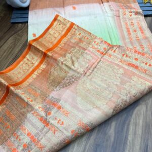 Tant Banarasi Tussar Silk Handloom Saree - Cream