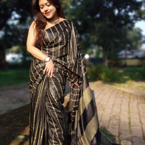 Tussar Ghicha Handloom Silk Saree - Black
