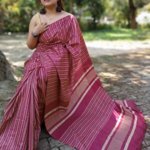 Tussar Ghicha Handloom Silk Saree - Purple