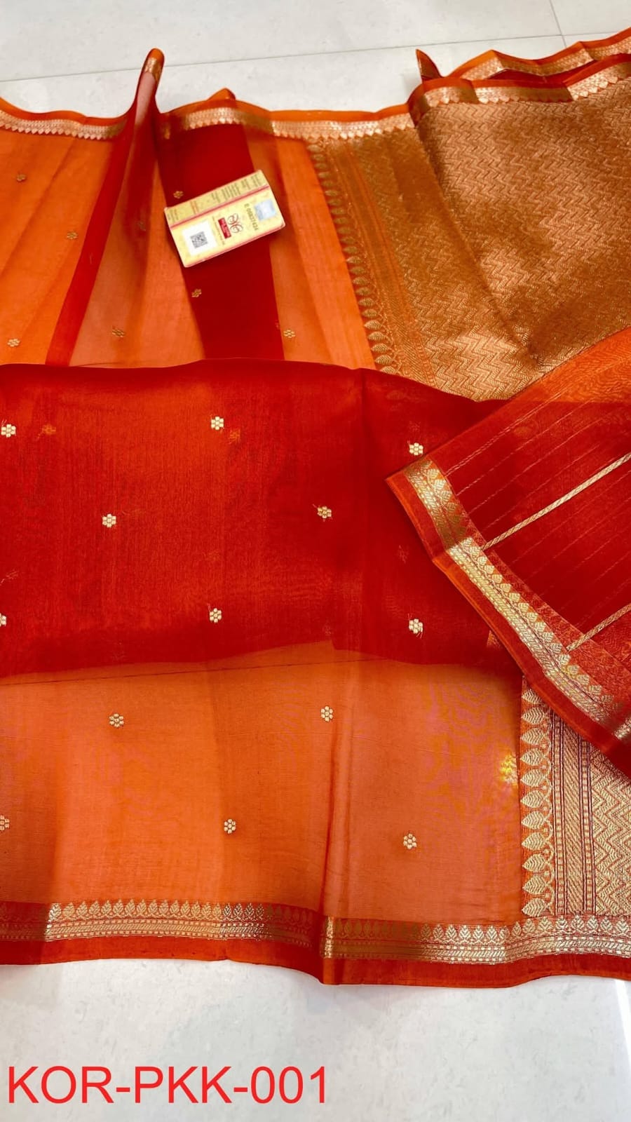 Pure Organza Silk Saree - Orange