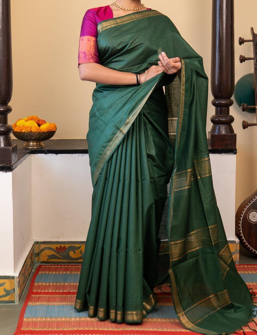 Pure Tussar Silk Saree - Green