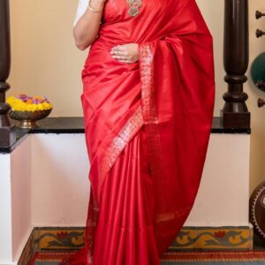 Pure Tussar Silk Saree - Red
