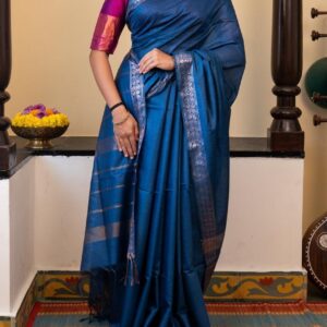 Pure Tussar Silk Saree - Blue