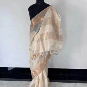 MAHATI Tussar Muga Silk Saree - Cream