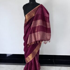 MAHATI Tussar Muga Silk Saree - Maroon