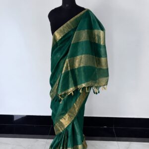 MAHATI Tussar Muga Silk Saree - Green