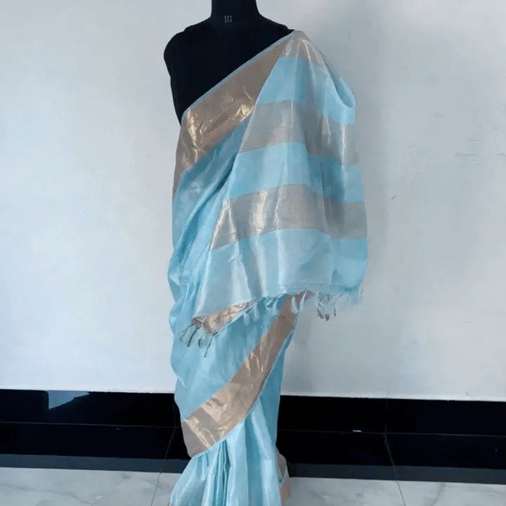 MAHATI Tussar Muga Silk Saree - Blue