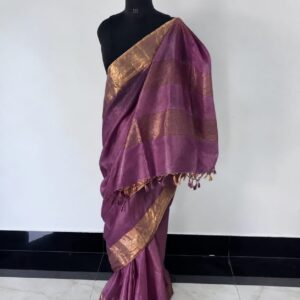 MAHATI Tussar Muga Silk Saree - Purple