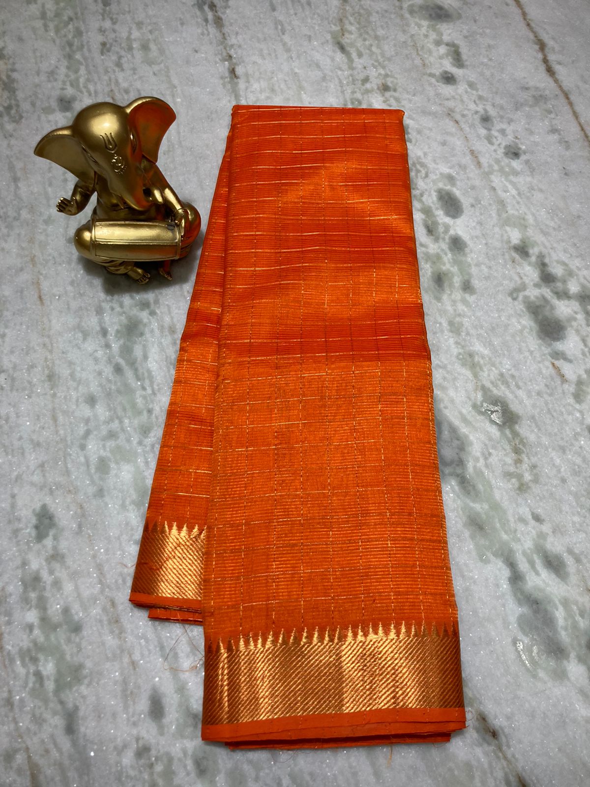 MAHATI Cotton Silk Saree - Orange