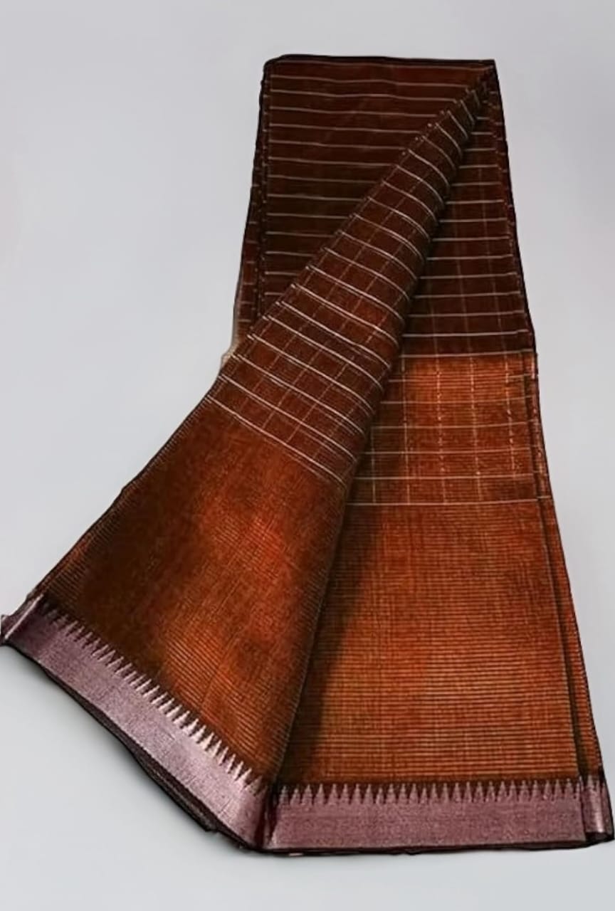 MAHATI Cotton Silk Saree - Brown